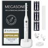 MEGASONEX Spazzolino da denti a ultrasuoni M8, con 2 livelli di vibrazione, inoltre include 4 testine morbide bianco
