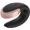 Satisfyer, vibratore di coppia di lusso con telecomando, Double Love Connect App' con app e telecomando radio, silicone medico, 8,6 cm, colore:nero