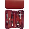 Tenartis Set Manicure 5 Pezzi in Vera Pelle Bordeaux con Cerniera - Tenartis 345 Made in Italy