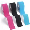 Carehabi Nastro kinesiologico sportivo per i muscoli, 5 m x 5 cm, 3 rotoli (1 blu, 1 rosa, 1 nero), nastro kinesiologico impermeabile ed elastico per lo sport