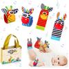 Vacoulery Neonato Sonagli Calzini Polso con Simpatica Confezione Regalo, 4Pcs Baby Rattle Toy Developmental Animaletti Sensoriali Giochi Regali per Maschio Neonati Femmina