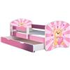 ACMA Letto per bambino Cameretta per bambino con materasso Cassetto ACMA II ROSA (10 L'orsacchiotto con il cuoricino, 140 x 70 cm + Cassetto)