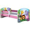 ACMA Letto per bambino Cameretta per bambino con materasso Cassetto ACMA II ROSA (01 Zoo, 140x70 cm)