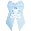 Coccole- Fiocco nascita personalizzato ricamato- coccarda nascita con nome personalizzato ricamato Made in Italy (Fiocco con orsetto, Azzurro)