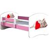 ACMA Letto per bambino Cameretta per bambino con materasso Cassetto ACMA II ROSA (40 Gattini, 160x80 cm)