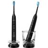 Philips DiamondClean 9000 Sonicare Spazzolini Elettrici Sonici con App, confezione da 2 spazzolini neri HX9914/54