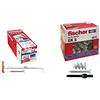 Fischer 25 Tasselli per Cartongesso DUOTEC 10 S con Vite, Fissaggio ad Ancora per Carichi Elevati su Pannelli e Lastre & 542459 40 Tasselli GK con Vite specifici per Cartongesso