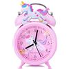 TCJJ Sveglia con unicorno per ragazze senza ticchettio, sveglia silenziosa da comodino, sveglia rosa, classica con doppia campana con retroilluminazione adatta per regali scolastici