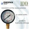 Manometro 1/4 Ø 50 Attacco posteriore (0-12bar/174psi) per riduttore di pressione acqua