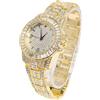 HALUKAKAH Diamanti Orologio Oro, Uomo Placcato Oro Reale 18K 38MM Largo Tondo Componi Quarzo Cinturino 22cm, con Scatola Regalo