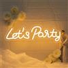 SIGNSHIP Let's Party Neon Led Bianco Caldo Scritte Neon Decorazioni per Bar | Festa Insegne Luminose Regalo per Amanti della Casa, Barra Dimmerabile USB 5 Livelli Scritta Led per Compleanno,Celebrazione
