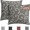 Generico SONIT - Federe Divano 40x40 cm Ghirigori Tortora, Set 2 Pezzi con Cerniera a Scomparsa, Fodere Decorative Arredo Casa Made in Italy, Copri Cuscino per Divano e Letto Lavabili.