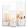 Glasseam Porta Candele Vetro Tavolo Decorative: 3 Pz Cilindro Vaso Interno Per Natalizie Matrimonio Centrotavola (M+L+XL)