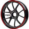 Longivia Adesivo per cerchioni, moto, auto, rosso, set completo per 2 ruote per cerchioni da 17 pollici e 16 18 19, colore rosso