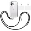 TBOC Pack: Cordino Catenella Laccio Strap Porta Cover [Nero] + 2 toppe di fissaggio aggiuntive Telefono Cellulare Collo - Tracolla Catenina cordini Phone Cellulari Telefoni Universale Laccetti