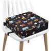 Aqash Rialzo per sedia da pranzo per bambini, lavabile, con 4 cinture attaccate alla sedia, portatile, da viaggio, per bambini, colore nero