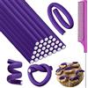 Syhood 30 Bacchette Curling Flessibili Rulli per Capelli in Schiuma Twist Bastoncini per Capelli in Morbida Schiuma Senza Calore Rulli e 1 Pettine Coda Topo in Acciaio (7 x 0,3 Pollici, Viola)
