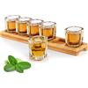 SuproBarware Set di bicchierini da liquore, 6 cl, con supporto e bicchierini da liquore, 60 ml, set con 6 organizer per tazzine di bevande, con vetro trasparente, per liquori, whisky, brandy vodka, rum, casa
