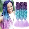 Gairyan Extension per Treccine Africane Extension Capelli Finti per Treccine Afro 60cm Ombre Kanekalon Treccia Capelli Sintetici Crochet Twist Jumbo Braids 3 Pezzi (Viola-Lago Blu-Viola Chiaro)