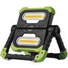 EMOS Faro da lavoro a LED pieghevole EMOS, luce da lavoro girevole a 360° con supporto, super luminoso 2000 lm faro portatile a batteria per l'edilizia, ricaricabile USB 8000 mAh, portata 70 m