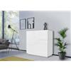 Dmora Credenza Domenico, Madia da Cucina a 2 Ante Geometriche, Buffet da Soggiorno, Madia da Cucina, 100% Made in Italy, cm 79x43h86, Bianco Lucido