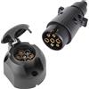 SPARKMOTO Spina 7 Poli rimorchio Maschio e Presa 7 Poli Femmina,12v spinotto 7poli Presa 7poli Impermeabile per rimorchio roulotte Auto Gancio Traino Adattatore a Spina e Presa 7 Poli Norma ISO 1724