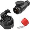 SPARKMOTO Spina Rimorchio 13 Poli E Presa Rimorchio 13 Poli,12V Spina Presa Rimorchio 13 Poli Impermeabile per Auto RV gancio traino presa Spina 13Poli Rimorchio,con porta spina rimorchio rosso(Lungo)
