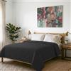 Italian Bed Linen Trapuntino Estivo Linea Satin Stripes Made in Italy Copriletto - Trapunta Primavera Estate Mezza Stagione - Nero, Matrimoniale 260x250cm