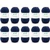 Gründl King Cotton - filato per maglieria e uncinetto morbido e voluminoso in 55% poliacrilico e 45% cotone, 50 g / 78 m, misura dell'ago: 6-7, 10 x 50 g - Blu navy