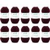 Gründl King Cotton (filato per maglieria e uncinetto morbido e voluminoso in 55% poliacrilico e 45% cotone, 50 g / 78 m, misura dell'ago: 6-7, 10 x 50 g), bordeaux