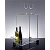 Slato -Trivia Carrello con ruote da Salotto Design Moderno in cristallo acrilico Trasparente cm.33x57x58