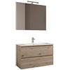 MaMa Store Atena Mobile sospeso con lavabo, specchio e lampada LED, Laminato, Quercia Naturale L. 81 X P. 47 X H. 53 Cm