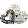 regalami.shop orologio in marmo di Carrara e legno laccato cm.15x10,5 completo di scatola, confetti, bigliettino stampato e nastro, ideale per bomboniera