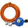 S&M 322150 Kit regolatore gas per bombola butano da campeggio + tubo 1,5 metri +2 rondelle
