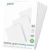 Pavo - Copertine per rilegatura effetto vera pelle, formato DIN A3, 250 g/m², confezione da 100 pz, Bianco