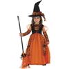 Rubie's Rubies Costume da strega brillante per bambina, arancione, con dettagli in glitter e cappello con dettagli in paillettes per Halloween, carnevale, compleanni e Natale, S (3-4 anni)