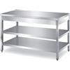 Ristotecno Tavolo in acciaio inox con ripiano di fondo e ripiano intermedio, profondità 90 cm - 90x90x85H - AISI 430
