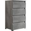 Mama Store CASSETTIERA 60 cm 4 CASSETTI, Grigio Cemento, L.61 X P.44 X H.103 cm