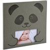Exacompta 14561E Zéphire, 1 Album Libro Fotografico 25x25cm Per 60 Foto, 30 Pagine Nere Con Divisori In Pergamena, Copertina In Carta Goffrata Con Design Panda E Riquadro, Grigio