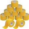 BB Sport 12 Rotoli Nastro Kinesiologico 5 m x 5,0 cm Diversi Colori E-Book Esempi Applicazione Tape Kinesiologico Muscolare Cerotto, Colore:giallo