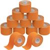 BB Sport 12 Rotoli Nastro Kinesiologico 5 m x 5,0 cm Diversi Colori E-Book Esempi Applicazione Tape Kinesiologico Muscolare Cerotto, Colore:arancione