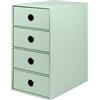Rössler Papier 1524452654 - S.O.H.O. Scatola a 4 cassetti per DIN A5, con foro di presa, menta, 250 x 175 x 320 mm, 1 pezzo