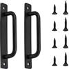 XPOOP 2 Pcs di Maniglie per Porte Fisse in Lega di Alluminio, Maniglie per Porte Scorrevoli, Maniglie per Porte Pesanti, Adatte per Armadi, Porte di Stalle, Porte in Legno (Con 8 di Montaggio)
