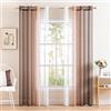 MIULEE Tende Voile in Poliestere Trasparenti Occhielli Sfumato per Soggiorno Camera da Letto Bagno Cucina Camera da Bambino Tenda Finestra Balcone Casa con 2 Pannelli 140X245CM Marrone Chiaro
