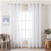 MIULEE Tende Lino Trasparenti Bianco con Occhielli, 2 Pannelli 140L x 260A cm - Tende Soggiorno & Camera da Letto Filtranti Luce per Interni
