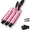 TOP4EVER 3 Tubi Piastra Capelli Onde， Ferro Arricciacapelli Professionale Ceramica per Acconciature Effetto Riccio e Ondulati，Pinza arricciacapelli portatile a riscaldamento rapido per capelli ondulati 25 mm