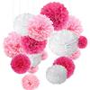 O-Kinee Pompon di Carta Rosa, 24 pz Paper Flower Ball Kit, Decorazioni per Matrimonio Festa di Compleanno Decorazione