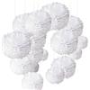 O-Kinee Pompon di Carta,24 Confezione Appendere Carta velina Pom-poms Flower Ball Kit per Matrimonio Festa di Compleanno Decorazione (Bianco)