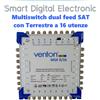 Venton Centralino TV Multiswitch 16 utenze satellitare dual feed con digitale DVB-S/T2