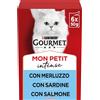 Gourmet Mon Petit Intense Cat Busta Multipack 6x50G MERLUZZO SARDINE E SALMONE